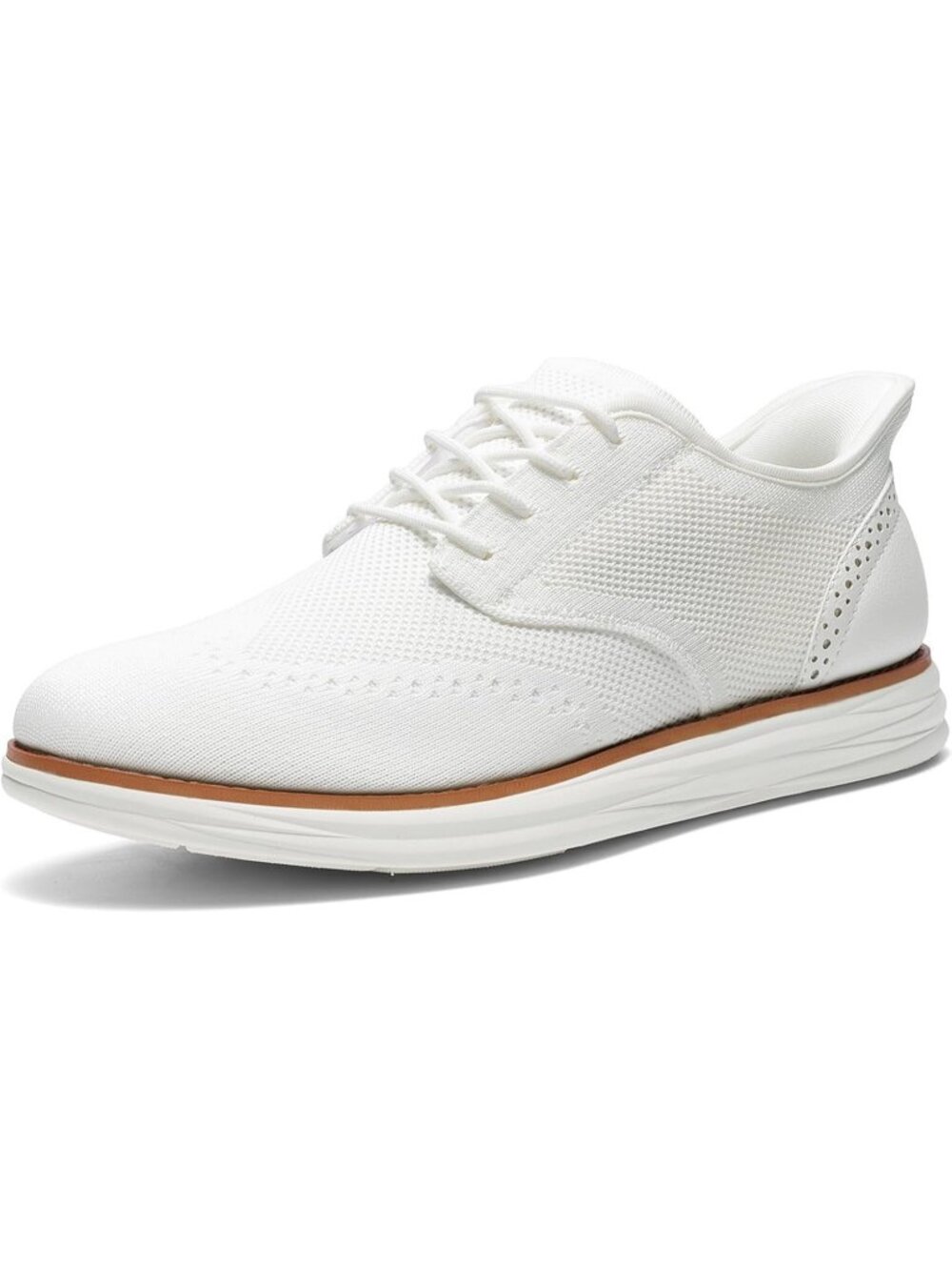 Men's White Knit Mesh Dress Sneakers Lace Up Casual Oxford Walking Shoes